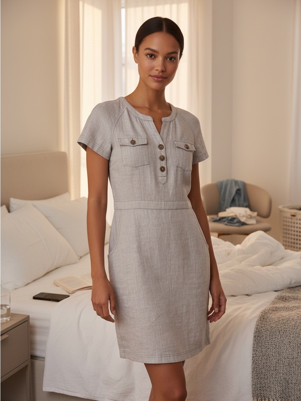 Boden Short Sleeve Linen Dress NWT Size 6